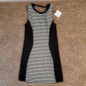 Jack by BB Dakota Clarence Striped Ponte Dress